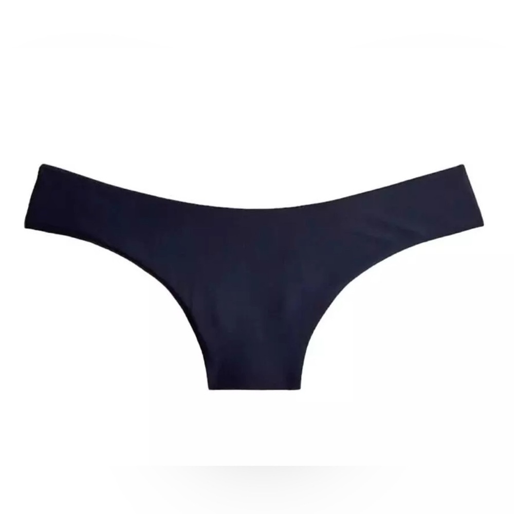 J. Crew Solid Navy Curved-Waist Cheeky Bikini Bottom Women’s Sz Medium BC125 NWT
